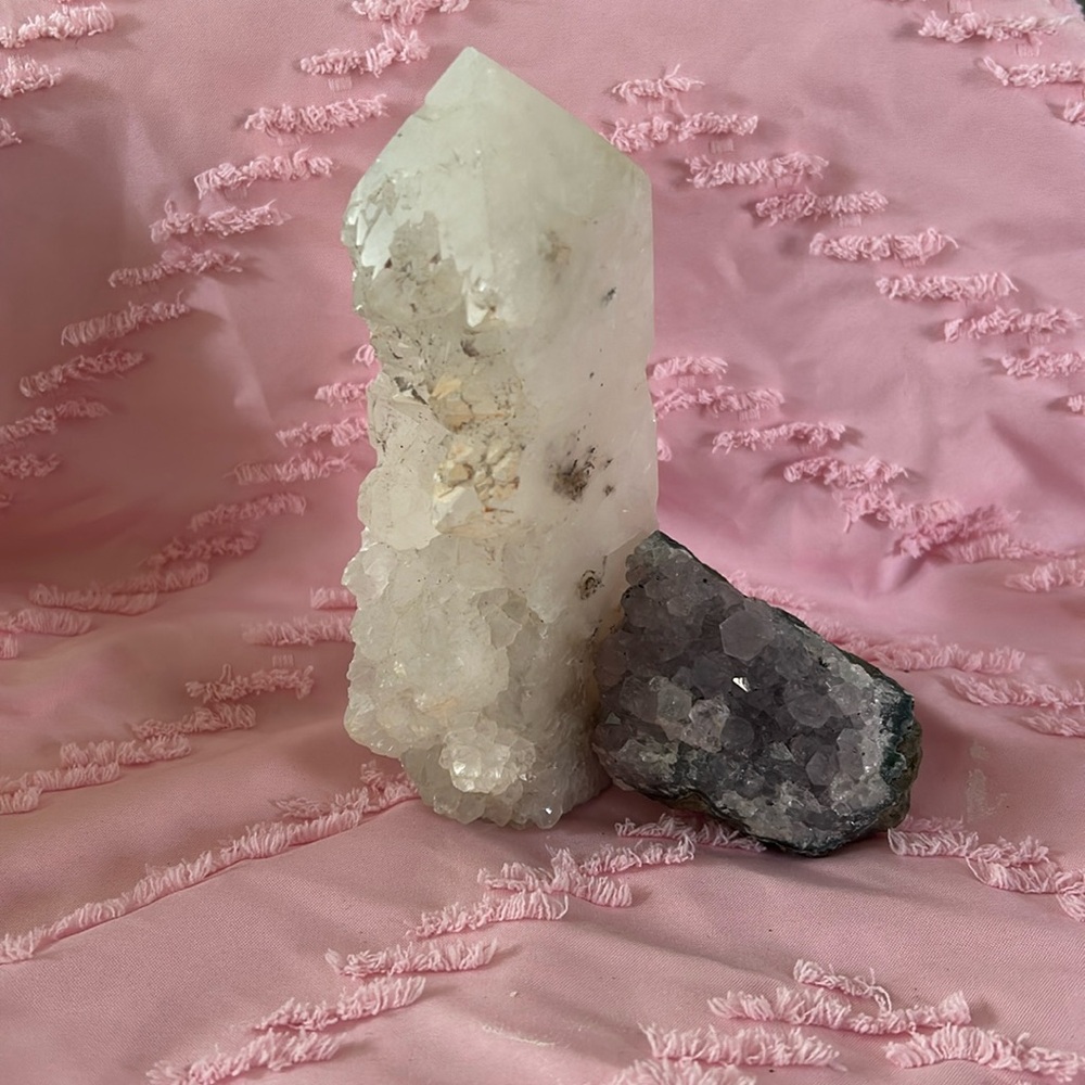 Crystal Quartz Tower and Amethyst